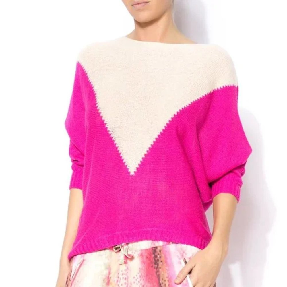 80s inspired wool blend boat neck pullover sweater w Dolman Sleeves (size S)
